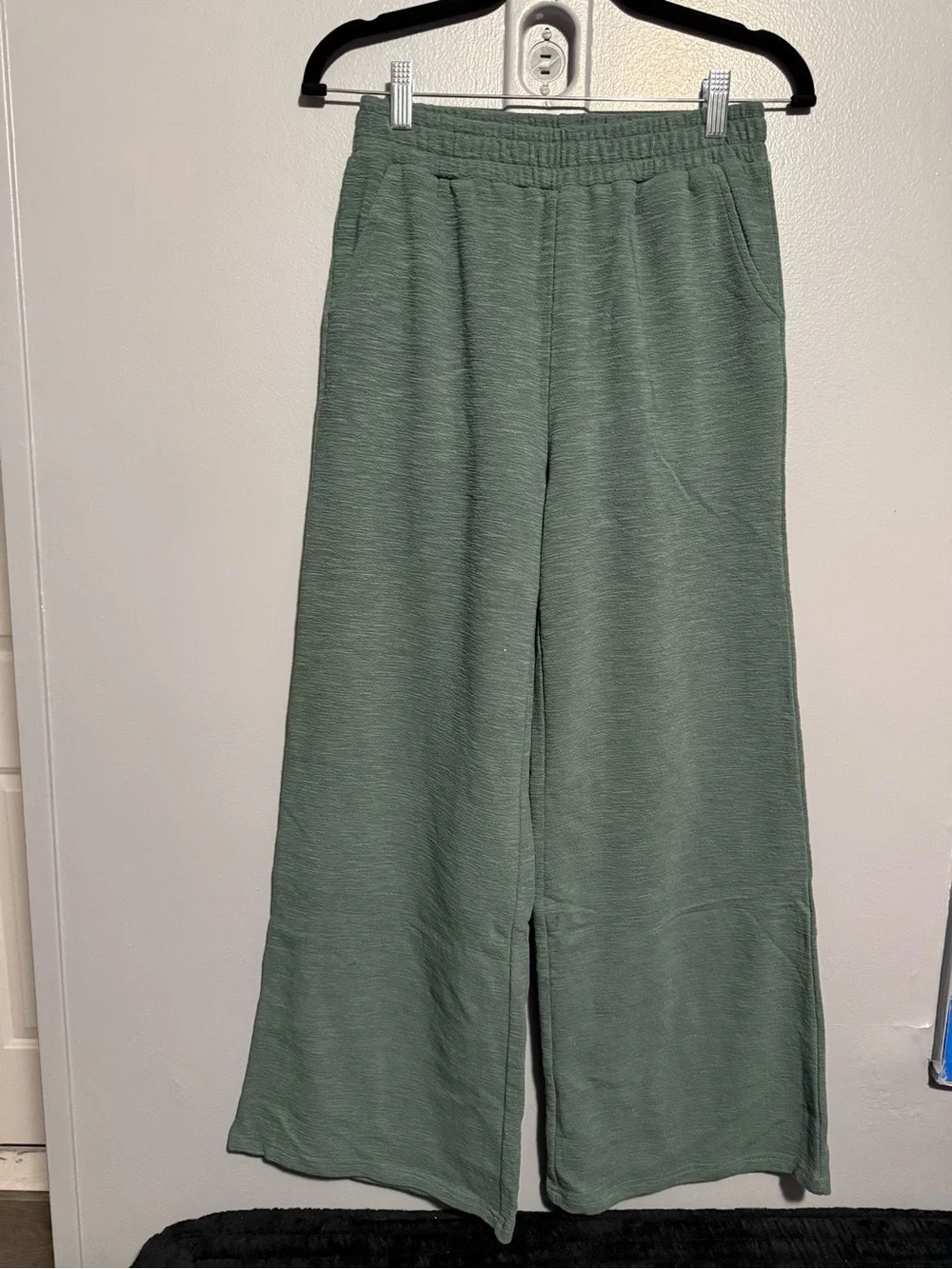 Zenana Ash Jade Slub Knit Wide Leg Lounge Pants - Picture 2 of 3